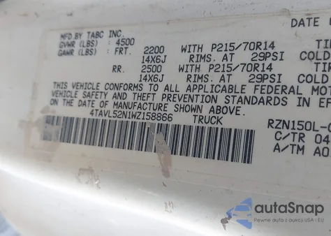 1998 Toyota Tacoma from USA, damaged, VIN 4TAVL52N1WZ158866